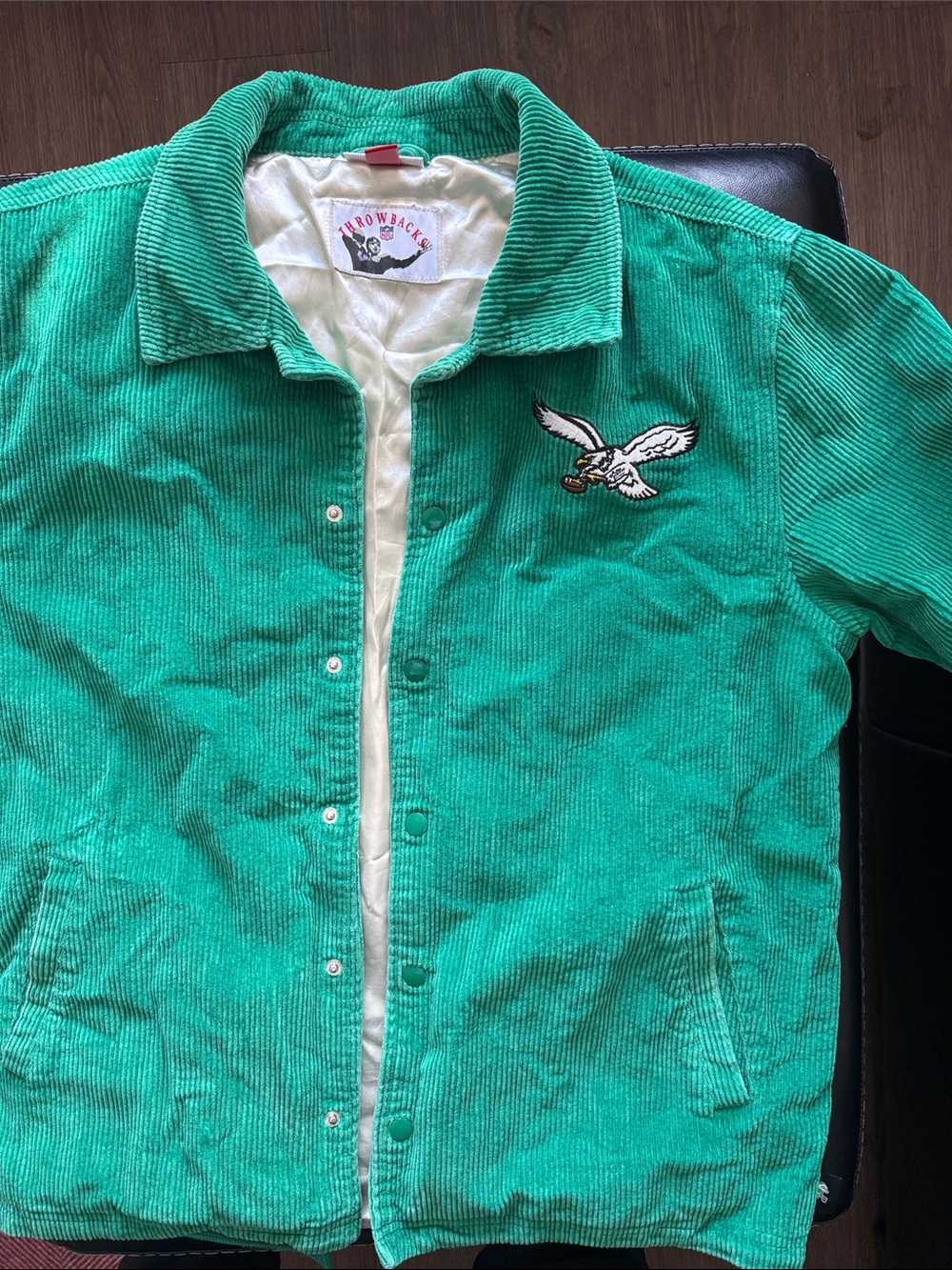 Mitchell & Ness Teal Green Corduroy Snap-Front Jacket with Eagle Patch